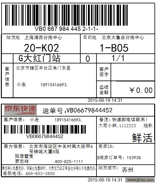 京东快递单预览截图